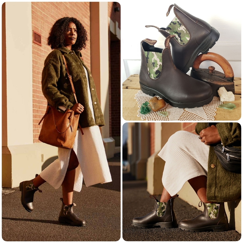 New*Blundstone Camo Stout Brown Chelsea Ankle Boot Boho Gypsy #2301 AU3½ | 6.5US - Picture 3 of 12